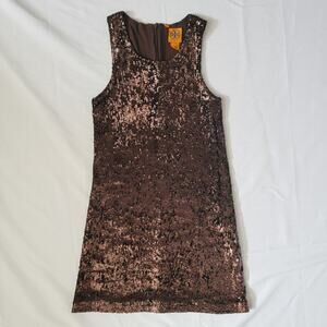 Tory Burch Brown Sequin Mini Dress Sleeveless Size 6 Small to Medium